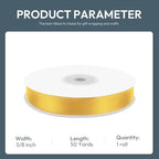 KMER LIFE 5/8" Wide x 50 Yards Yellow Single Faced Polyester Satin Ribbon, Yellow Satin Ribbon Perfect for Wedding Decor, Wreath, Crafts, Gift Wrapping & Other Projects (Yellow)