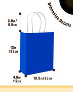 qiqee 50-Packs Diamond Blue Paper Gift Bags with Handles Bulk 13"x10.3"x4.6" Large Size Party Favor Bags Multiple Uses