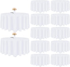 12 Pack White Round Tablecloth 108 Inch White Table Cloth Stain and Wrinkle Resistant Round White Tablecloths Reusable and Washable Polyester Fabric Table Covers for Buffet Wedding Party and Banquet