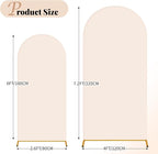 Wedding Arch Cover 6FT 7.2FT Arch Backdrop Cover Fitted Spandex Covers Set of 2 Round Top Chiara Arches Backdrop Stand Covers for Party Birthday Decoration（Beige