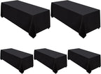 Surmente 5 Pack Black Tablecloth 90 x 132-inch Rectangular Polyester Table Cloth for Weddings, Banquets, or Restaurants