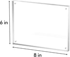 6x8 Acrylic Picture Frame 5 Pack, Clear Freestanding Double Sided Frameless Magnetic Photo Frames, Desktop Display Decor Gift