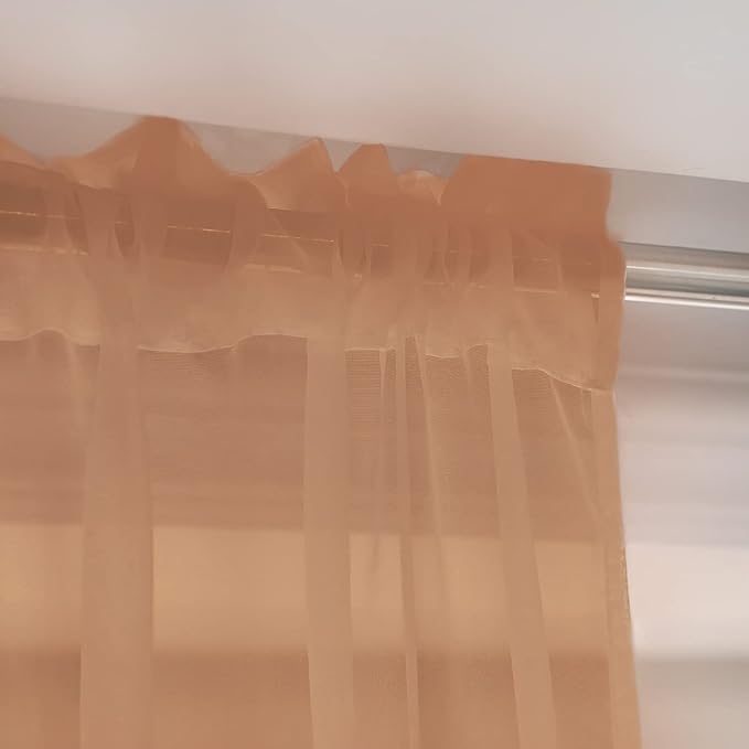 Window Brown Sheer Curtains 48 Inches Width 84 Inches Long 2 Panels Sheer Curtain Clear Curtains Basic Rod Pocket Panel for Home Living Room Bedroom Kids Room Yard Patio Parlor Sliding
