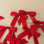 50pcs 2-1/2" Red Satin Ribbon Bows with Twist Ties for Gift Wrapping Packing Christmas Decoration (Red)