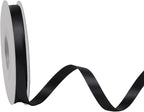 LaRibbons 3/8 Inch 25 Yard Double Faced Satin Ribbon,Black Small Satin Craft Fabric Ribbon for Gift Wrapping Floral Bouquets Wedding Party Decoration