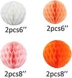 8pc Honeycomb Balls Party Decorations 6'' 8'' Tissue Paper Pom Poms Flower Balls Hanging Paper Honeycomb Balls for Party Baby Shower Birthday Wedding Nursery Wall Decor(6'' 8'' Orange kit)