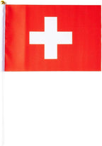 Switzerland Flag Swiss Flag, Small Mini Handheld switzerland Flags on Stick, Ideal for Party Parades Sports Events Patriotic Festival Decorations