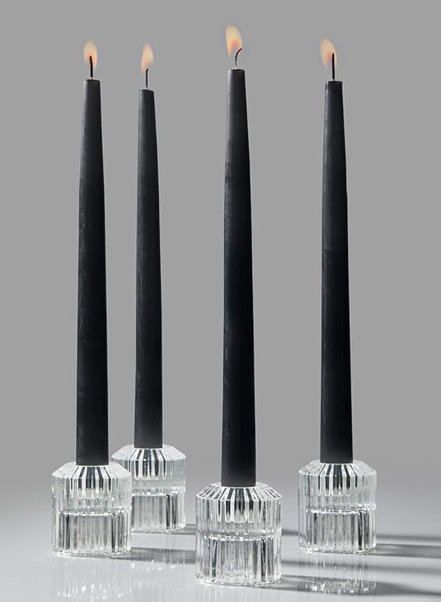 Serene Spaces Living Set of 4 Clear Ribbed Glass Votive Holders, Perfect for Weddings and Home Décor, Measures 2.25" Tall and 2" Diameter