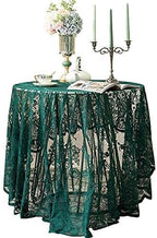 Gorgeous Round Lace Tablecloth,Vintage Floral Embroidered Table Cloths, Chic Round Table Cover for Wedding Banquet HolidayDinner Tables 60INCH (Vintage Green)