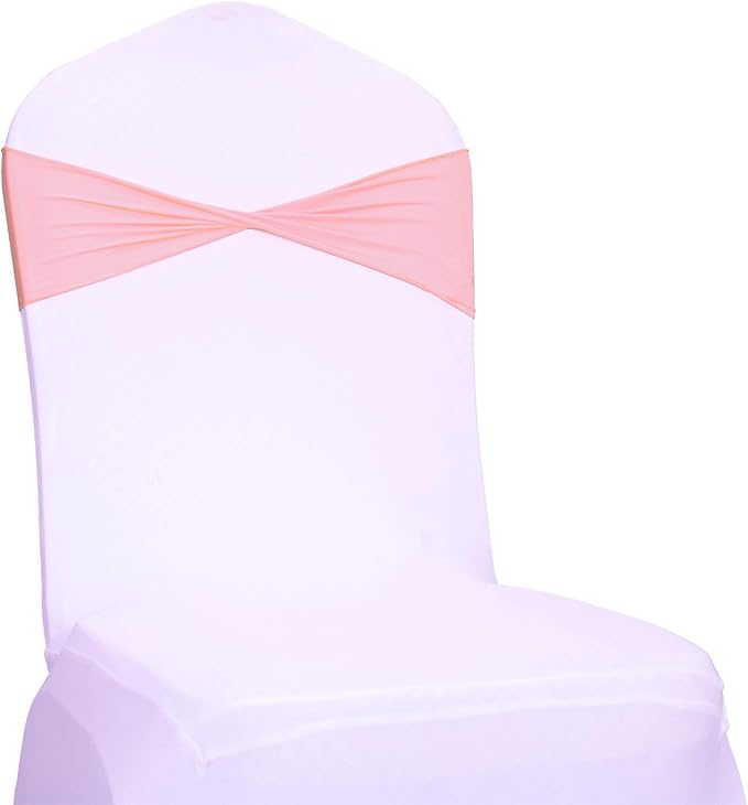 VDS Pack of 75 PCS | Dusty Rose | Spandex Chair Sashes Bows Without Buckle | Stretch Elastic Banquet Universal Folding Chair Band Tie with for Wedding Party Conference Celebration Event Decoration