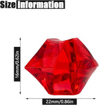 Vase Fillers,150 pcs 16 * 22 mm Red Fake Crushed Ice Cubes, Red Plastic Artificial Acrylic Rocks Acrylic Decor