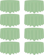 8 Pack Sage Green Round Tablecloth 90 Inch Stain and Wrinkle Resistant Round Sage Green Table Cloth Reusable and Washable Polyester Fabric Table Covers for Buffet Wedding Party and Banquet