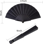 HUNANBANG 4 Pieces Folding Hand Fans Church Wedding Gift, Party Favors, DIY Decoration Gift Size9 Wholesale (Black 4pack)