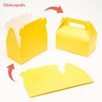 UnicoPak 30 Pack Yellow Gable Treat Boxes Party Favor Goodie Bag Boxes for Candy Treats Snacks Cookie Toys for Birthday Party Special Events, 6.5x3.5x3.5 Inches