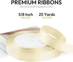 5/8 Inch 25 Yards Satin Ribbon Ivory, Solid Color Fabric Ribbon for Gift Wrapping, Wedding, Polyester Gift Ribbon for Birthday Party Decoration, Craft, Hair, Floral, Sewing