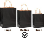 qiqee 50-Packs Black Paper Gift Bags with Handles Bulk 11"x8.3"x4.3" Medium Size Paper Bags Multiple Uses