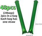48pcs Round Head Boom Sticks Thunder Sticks Cheering Sticks Team Spirit Plastic Cheerleading Spirit Stick Clapper Inflatable Noise Maker Sports Supply (Metallic Green)