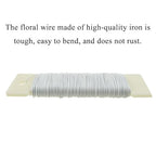 HAHIYO 26Gauge White Metal Floral Wire - 1 Roll, 38 Yards (115 Feet) - Flexible Paddle Wire for Crafts, Christmas Wreaths, Tree & Flower Arrangement
