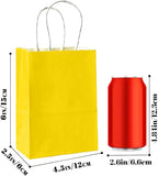 Bakepacker 100 Pcs Bright Yellow Mini Paper Gift Bags with Handles 6"x4.5"x2.5" Party Favor Bags Multiple Uses (Mini size)