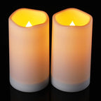 Solar flameless Candles Outdoor Waterproof,Dusk to Dawn Outdoor Lighting, Flickering fameless Reusable LED Light Candles for Lantern Garden Camping and Home Decor, 3D Wick (3"X6") Set of 2