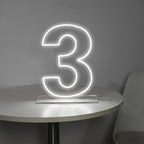 Number 3 Neon Sign for Birthday, 16.54" Cool White USB Battery Powered Led Neon Sign for Party Wedding Anniversary Decor Light Sign (Number 3)