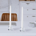 Glass Candlestick Holders Bulk for Taper Candles, Set of 18 Clear Glass Candle Holders for Family Party, Church and Wedding