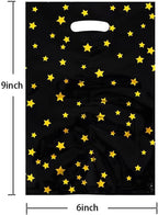 CC Wonderland 6 * 9inch Party Favor Bags 30PCS, Black Gold Star Pattern with Handle,Goodie Treat Loot Bags for Kids Children Birthday, Baby Shower, Easter Holiday Party Gift Wrap Decoration