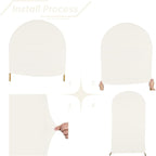 bricia Wedding Arch Backdrop Stand Cover, 6.6FT Double Sided Stretchy Arch Cover Fitted Wedding Birthday Party Banquet Decoration (Beige 79.2''Lx39.6''W)