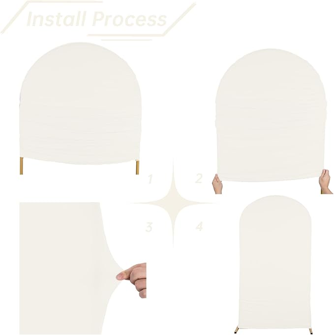 bricia Wedding Arch Backdrop Stand Cover, 7.2FT Double Sided Stretchy Arch Cover Fitted Wedding Birthday Party Banquet Decoration (Beige 86.4''Lx48''W)