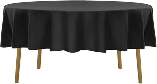 120 inch Round Tablecloth Washable Polyester Table Cloth Decorative Table Cover for Wedding Party Dining Banquet（12 Pack 120 inch,Black