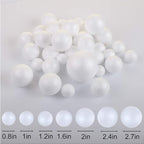 121 PCS 7 Sizes White Foam Balls Polystyrene Craft Balls for Art and Craft, Household, School Projects and Christmas Easter Painting Activity .8’’, 1’’, 1.2’’, 1.6’’, 2’’ Inches
