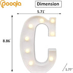 Pooqla LED Marquee Letter Lights, Warm White and Cool White Decorative Lighted Letters, Light Up Alphabet Letters for Boys Girls, Party, Wedding, Bar, Night Light, Birthday Decoration, Letter C