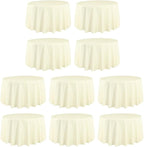 LTC LINENS 10 Pack 108 Inch Round Tablecloths Ivory - Bulk for 48 Inch Round Table Floor Length - Wrinkle Resistant Polyester Fabric Cloth for Wedding