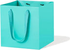 Teal Blue Paper Gift Bag Small Square Bottom Kraft Paper Bags with Handles for Wedding Baby Shower Birthday Party (Teal Blue, 6 x 6 x 6 in, 10 CT)