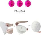 20pcs 3inch Honeycomb Flower Balls Party Honeycomb Balls Decoration Paper Flower Balls Tissue Paper Flower Ball Pom Poms Ball for Birthday Wedding Home Decor (3inch, Hot Pink)