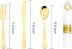 Supernal 60 Pack Pre Rolled Napkins with Gold Plastic Silverware, Premium Disposable Gold Wrapped Cutlery Set Includes: 60 Forks 60 Knives 60 Spoons 60 Napkin for Party