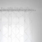 MYSTIC-HOME Sheer Curtains White 95 Inch Length, Rod Pocket Voile Drapes for Living Room, Bedroom, Floral Semi Crinkle Curtain Panels for Yard, Patio, Villa, Set of 2, 52"x 95".