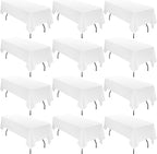 12 Pack 60 x 126 Inch Tablecloth Rectangle, White Rectangle Tablecloth Polyester Tablecloth for 8 Ft Rectangle Tables, Washable Fabric Table Cover for Wedding Party Dining Buffet Parties or Camping