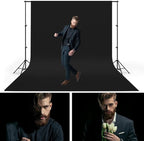 10X20ft Black Photo Backdrops for Photography, LCUIRC Two Rod Pocket Backdrops Curtain for Parties, Polyester Fabric Background with 4 Clamps for Product Protrait Photoshoot or Parties Decoration