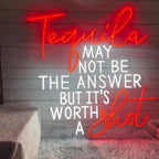They Don't Love Me Tequila Does Neon Sign, Custom Bar Neon Light Home Bar Cocktail Wall Decor Quote Tequila Alcohol Sign, Tequila Lover Gift Size:20x20inch