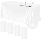 TURSTIN 4 Packs Satin Tablecloth 102 x 58 Inch Overlay Satin Table Cover Rectangle Bright Silk Tablecloth Smooth Fabric Table Decoration for Wedding Banquet Party Events, White