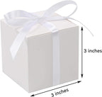 COTOPHER 25pcs Wedding Favor Boxes, Paper Gift Boxes 3x3x3 Inches Small Gift Boxes with Ribbons for Gifts, Crafting, Cupcake, Candy, Bridesmaid Proposal