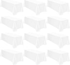 12 Pack Polyester Rectangle Tablecloth 90 x 132 Inch White Tablecloth for 6 Ft Rectangle Tables,Washable Fabric Table Covers Polyester Table Clothes for Wedding Parties Banque