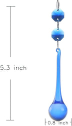 H&D 10pcs Suncatcher Crystal Raindrop Chandelier Prisms Pendants,Glass Prisms with Octagon Beads Lamp Curtain DIY Suncatcher Chandelier Parts (Cobalt Blue)