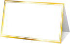 25 Premium Place Cards for Table Seating, Wedding Name Place Card with Gold Border, Tent Cards for Birthday Bridal Shower Baby Shower Reception Dinner Party Decorations -A19