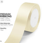 KMER LIFE Solid Color Ivory Satin Ribbon 1-1/2 Inches x 25 Yards, Beige Ribbons Perfect for Crafts, Wedding Decor, Bow Making, Sewing, Gift Package Wrapping and More