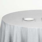 Efavormart Round Tablecloth, 132 Inch Stain & Wrinkle Resistant Washable Table Cloth, Decorative Polyester Fabric Table Cover for Banquet, Wedding, Dining- Silver