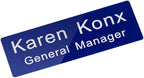 Custom Engraved Name Tag Badge for Business Personalized Identification with Pin or Magnetic Backing Aluminum ID Badge (Bule/White, 1" x 3")