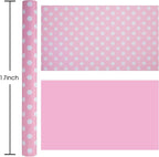 Burymento Pink and White Dots Wrapping Paper, Reversible Pink Gift Wrap for Birthday, Valentines, Mothers day, Graduation, Wedding, Fathers day, Baby Shower, Christmas (17in x 32.8ft)