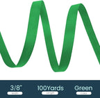 3/8" X 100 Yards Green Grosgrain Ribbon, Premium Grosgrain Ribbon for Sewing, Gift Wrapping, Bow Making, Wedding Decor, Wrapping and More (Green)